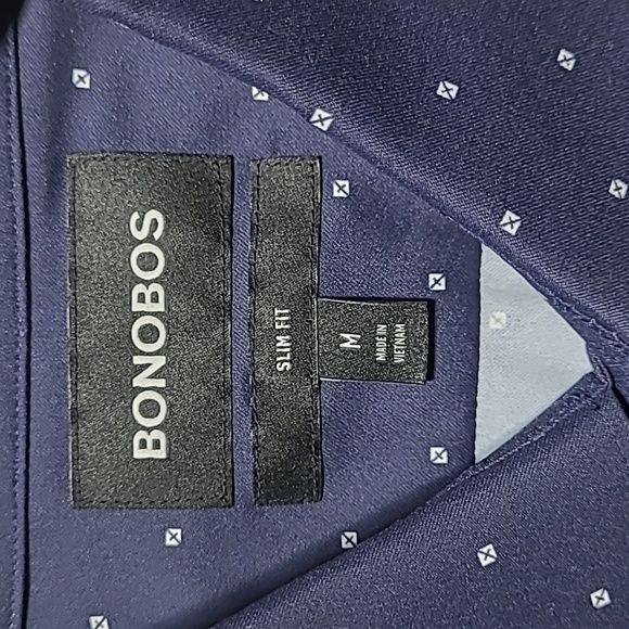 Bonobos Slim Fit Navy Blue Dot Print Button Down Shirt Size Medium - Picture 6 of 7